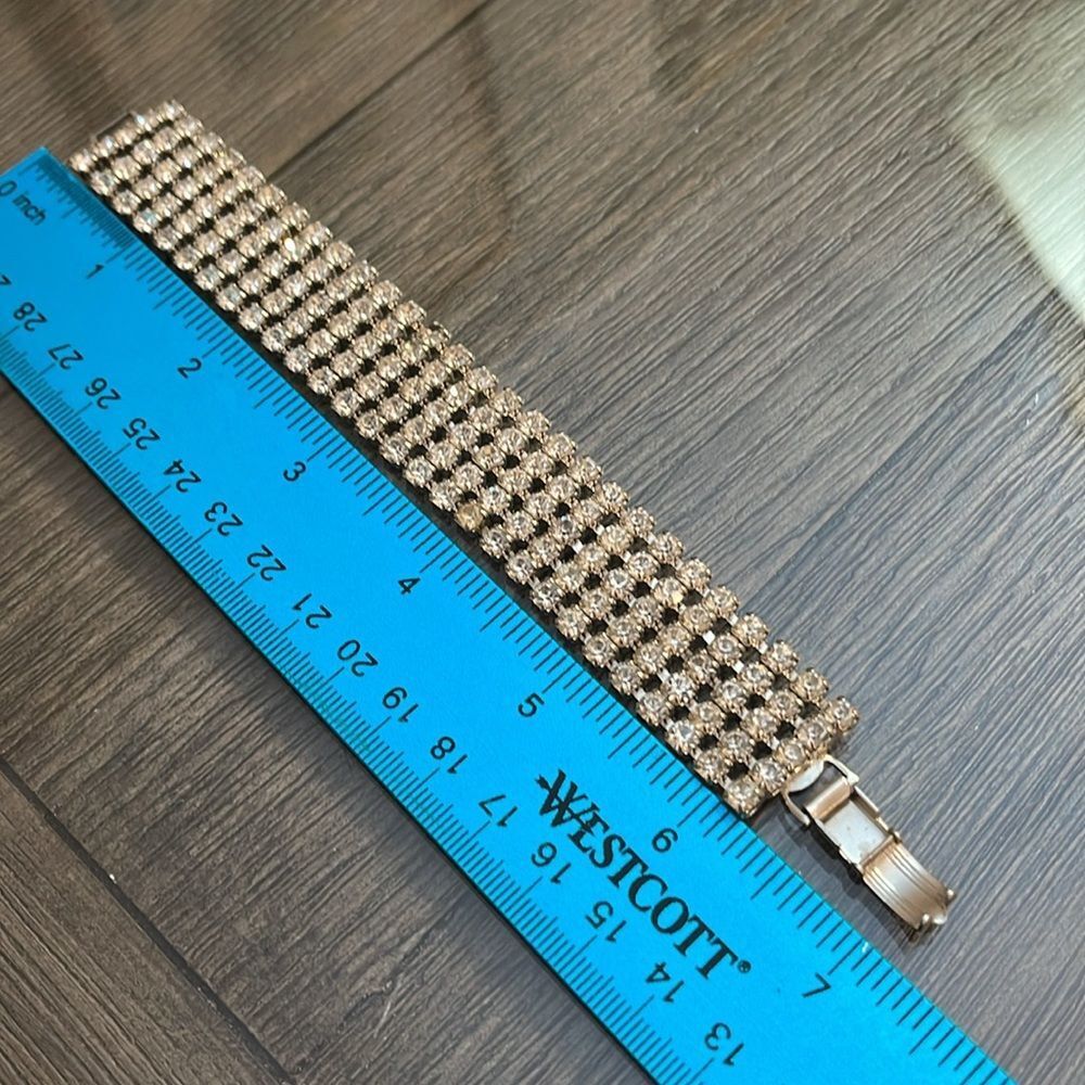 Vintage Wide Rhinestone Bracelet - Picture 14 of 16